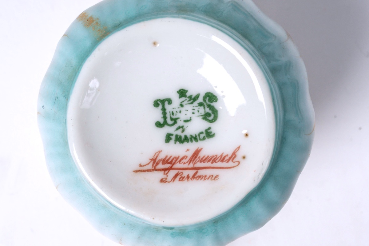 Limoges Porcelain Coffee Service – Augé-munsch Narbonne – Floral And Gold Decoration – 11 People-photo-3