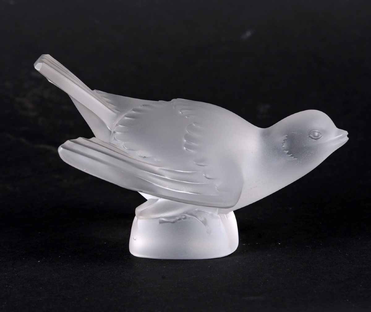 Lalique – “angry Sparrow” In Satin-finished Crystal – Pressed Glass Figurine, 20th Century-photo-3