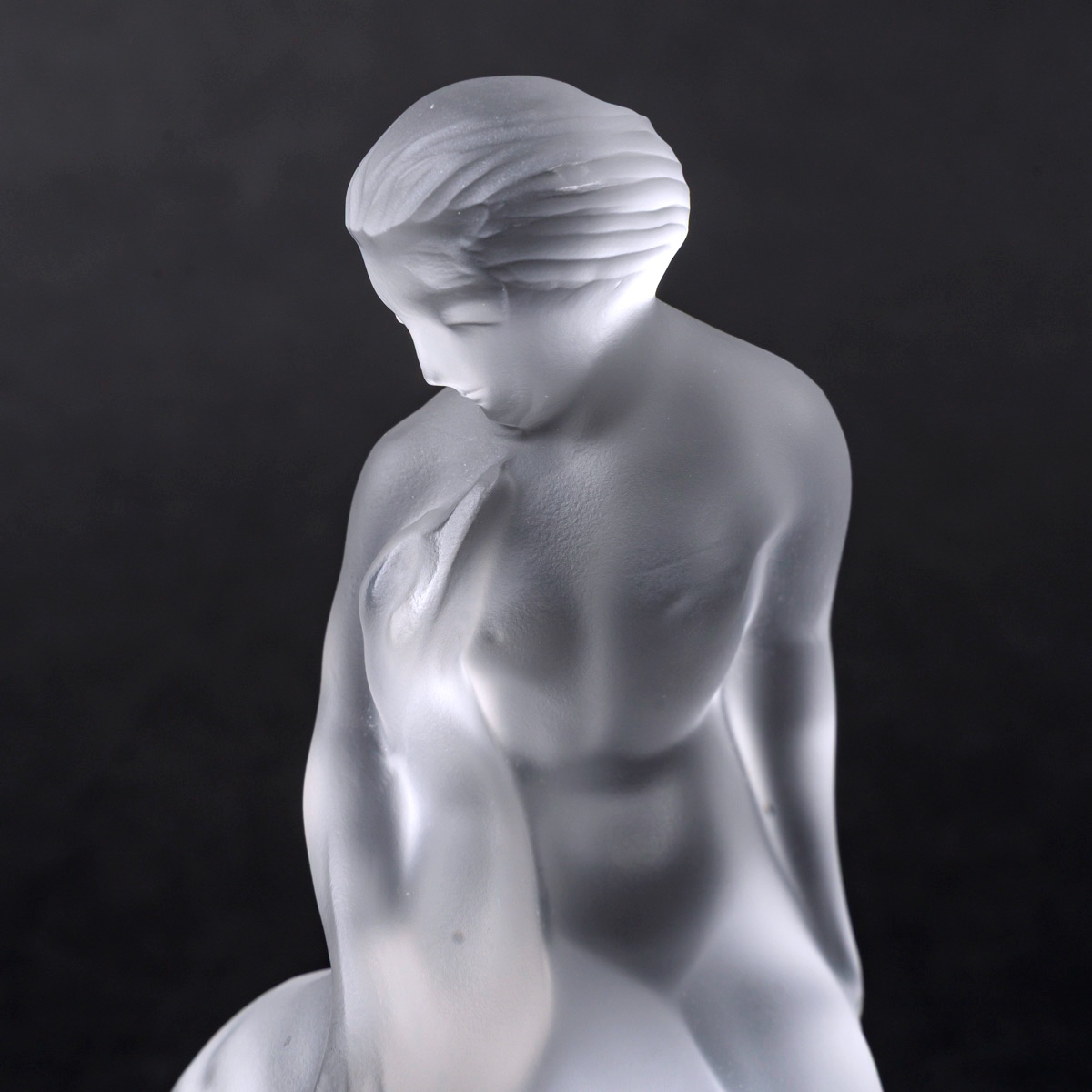 Lalique – Frosted And Polished Crystal Figurine “leda And The Swan”, Art Deco, 20th Century-photo-3