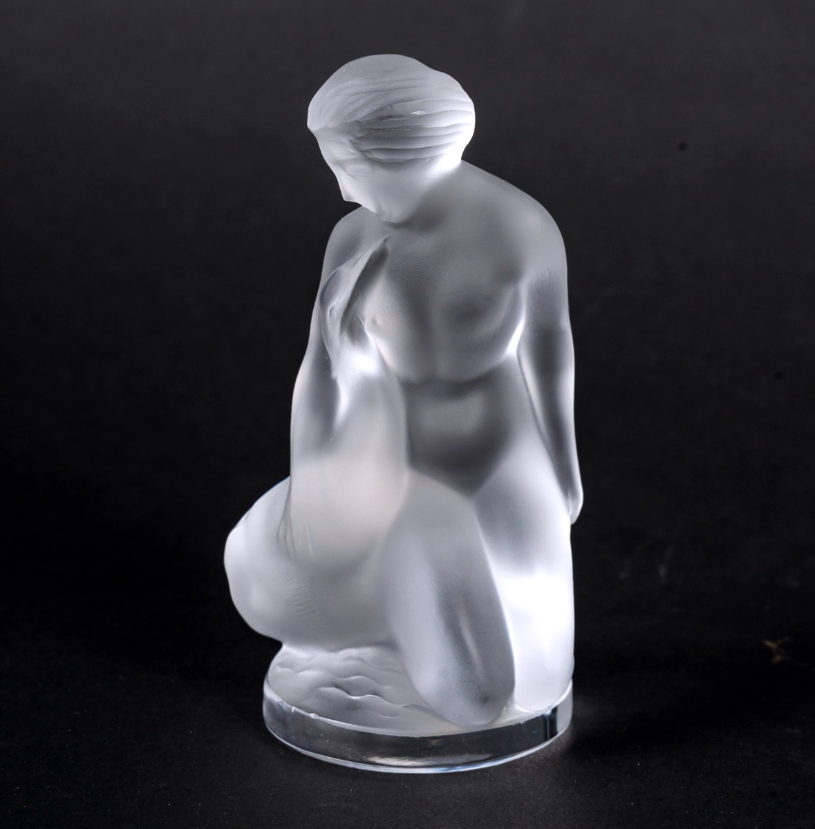 Lalique – Frosted And Polished Crystal Figurine “leda And The Swan”, Art Deco, 20th Century-photo-4