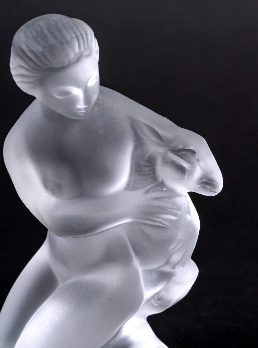 Lalique – Frosted And Polished Crystal Figurine “diane And The Fawn”, Art Deco, 1949, 20th Cent-photo-4