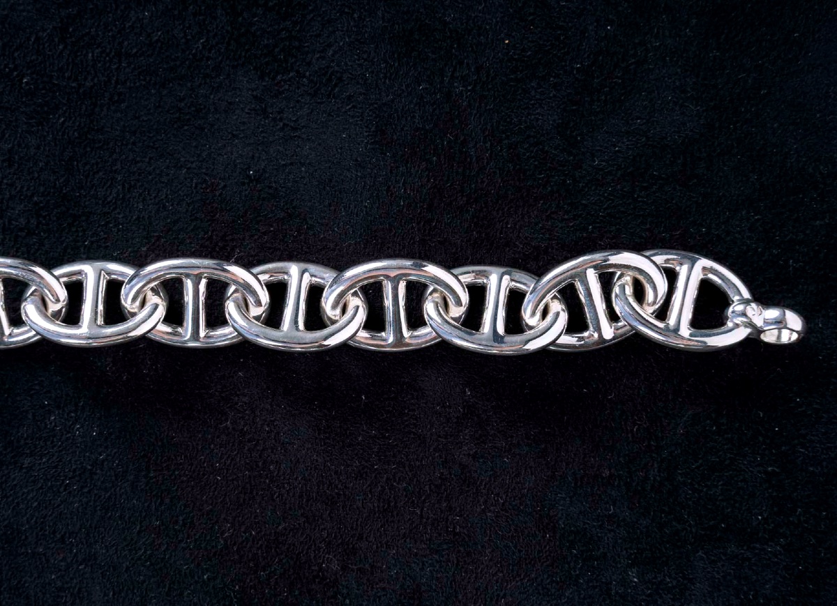 Paire de Bracelets Modernes en Argent Massif – Travail Français-photo-2
