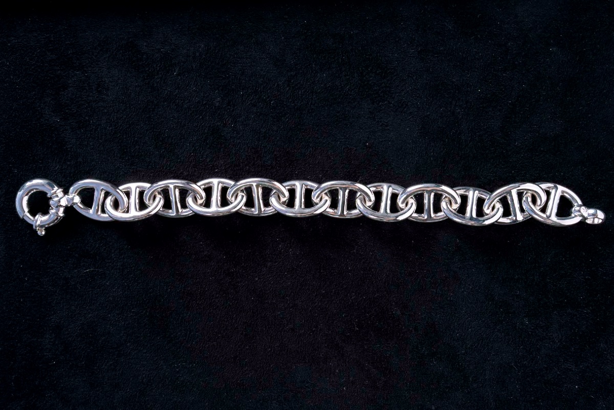 Paire de Bracelets Modernes en Argent Massif – Travail Français-photo-4