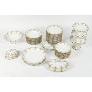 Service De Table Porcelaine Blanche Or Limoges