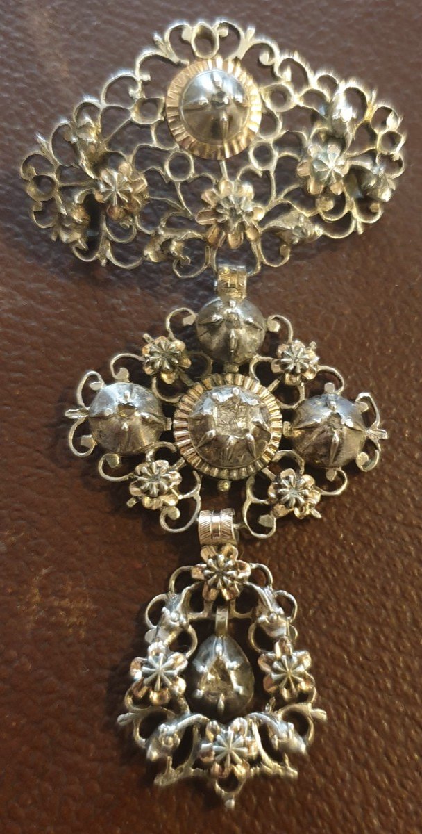Flemish Cross In Silver Gold And Diamonds 19th Century-photo-4