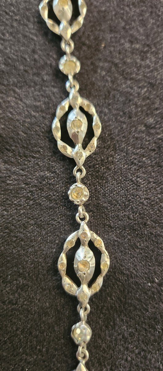 Necklace In Silver And Rhine Stone Early 19th-photo-1