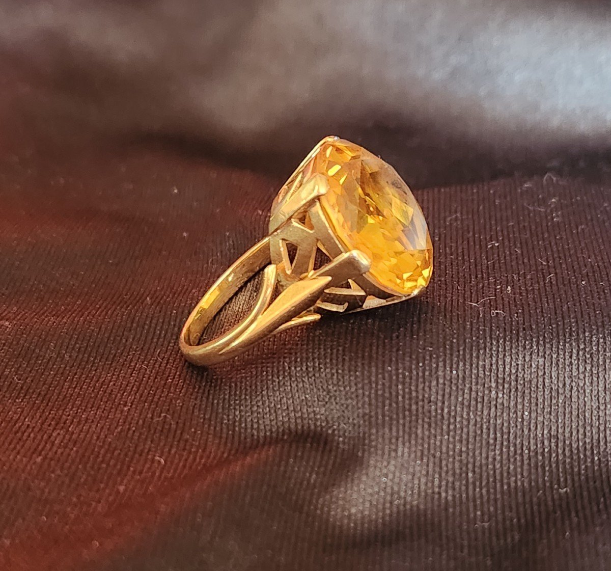 Art Deco Gold And Citrine Ring
