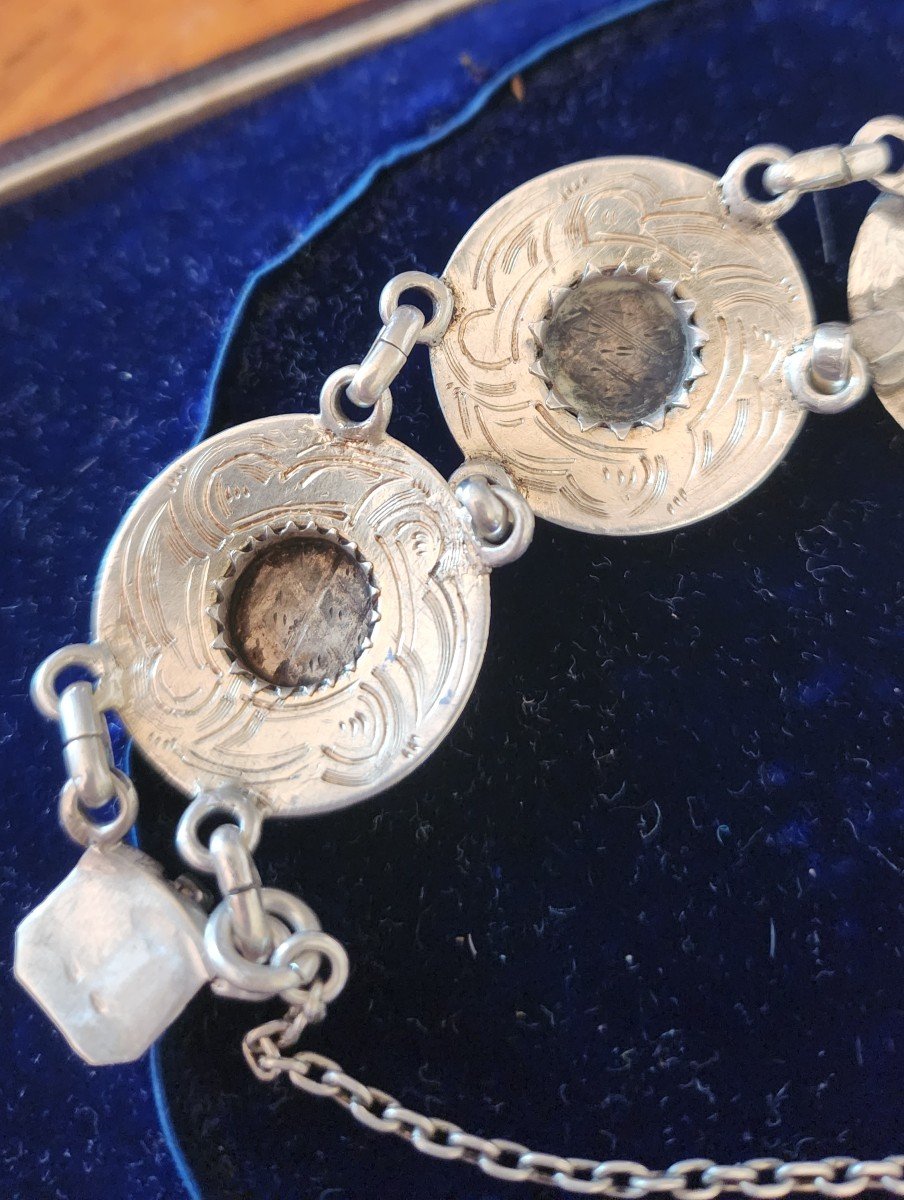 Enameled Silver Bracelet Set With Antique Portraits 19 Eme-photo-1