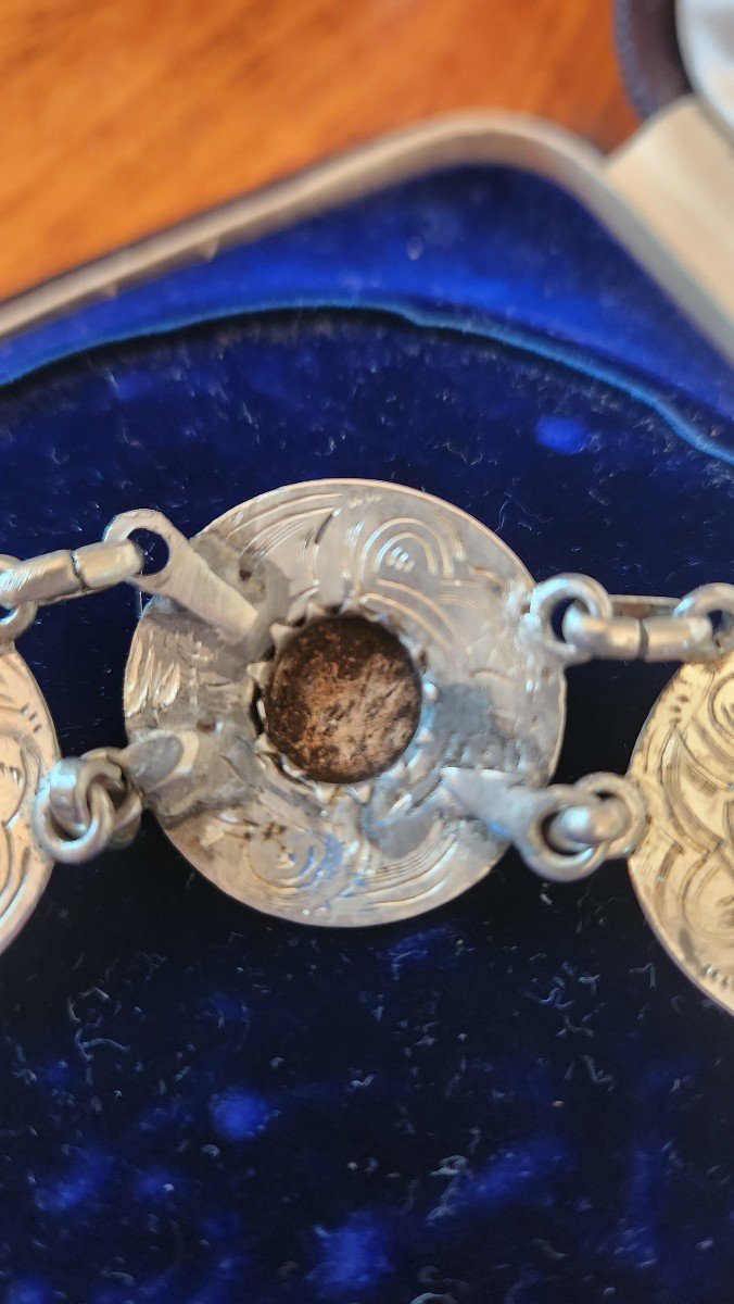 Bracelet En Argent émaillé Sertie De Portraits à L Antique 19 Eme-photo-2