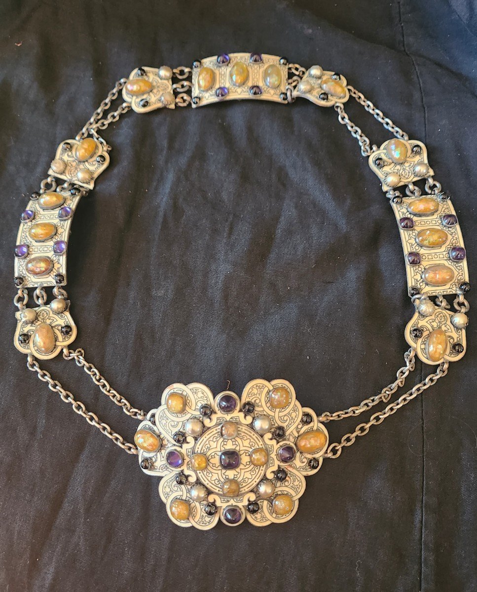 Piel Freres Enameled Belt And Stone Cabochons 1900