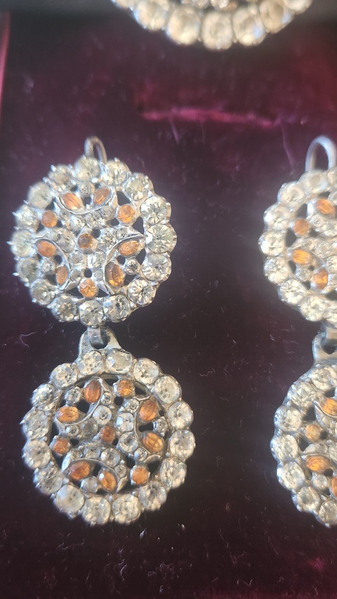 Earring And Necklace In Silver 18 Eme Century-photo-1