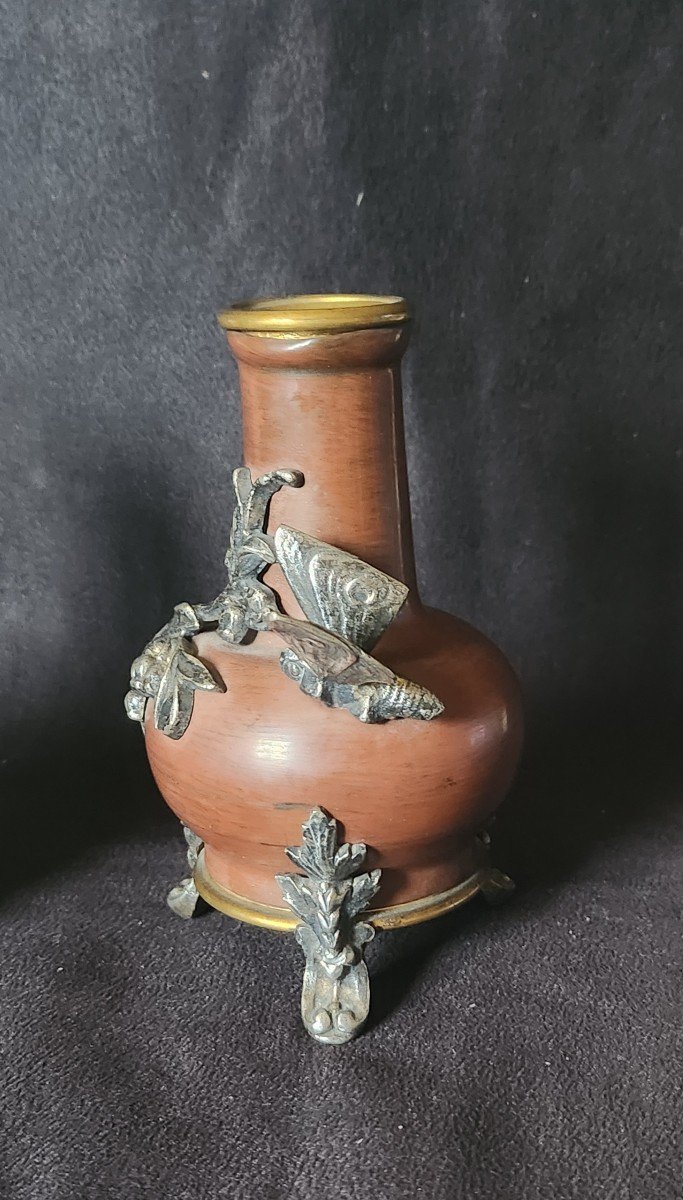 Pair Of Bronze Vases With Japanese Decor -photo-3