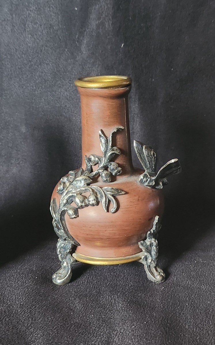 Pair Of Bronze Vases With Japanese Decor -photo-5