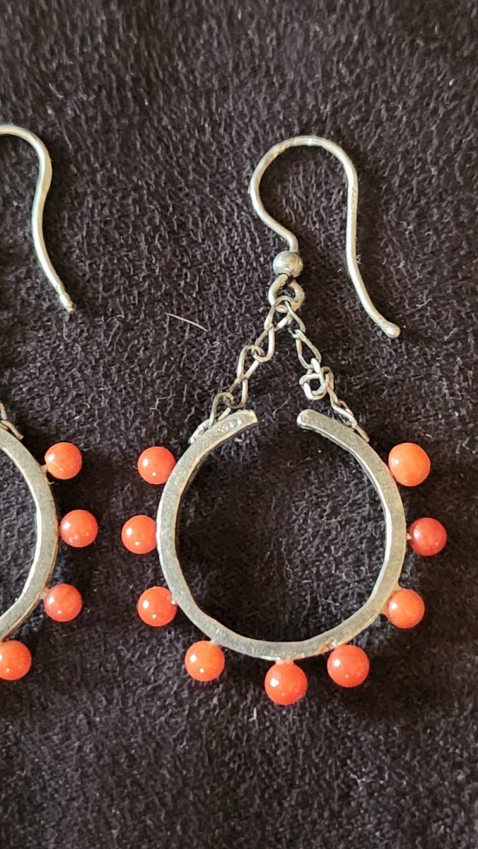 Silver And Coral Earring-photo-3