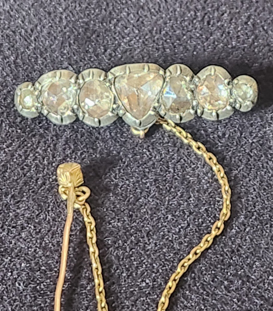 Barette Brooch In Gold Silver And Diamonds Early 19th -photo-2