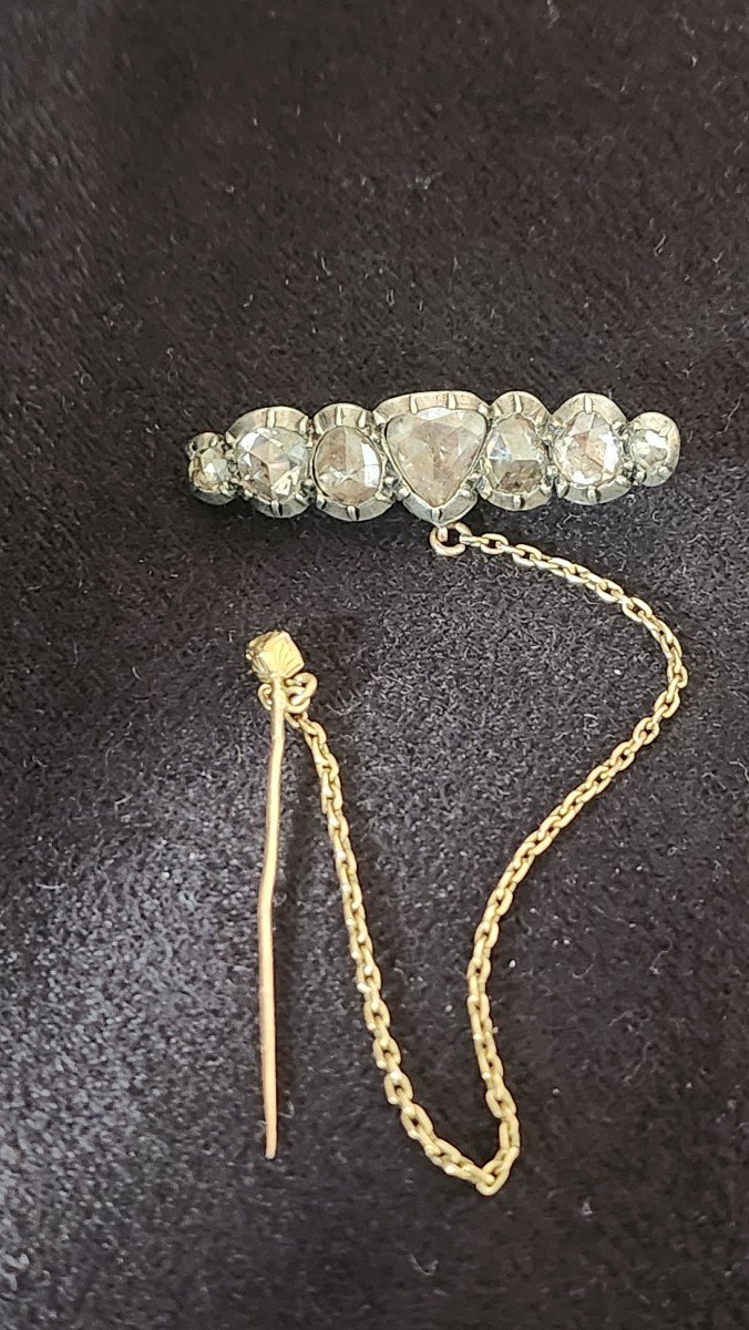 Barette Brooch In Gold Silver And Diamonds Early 19th 