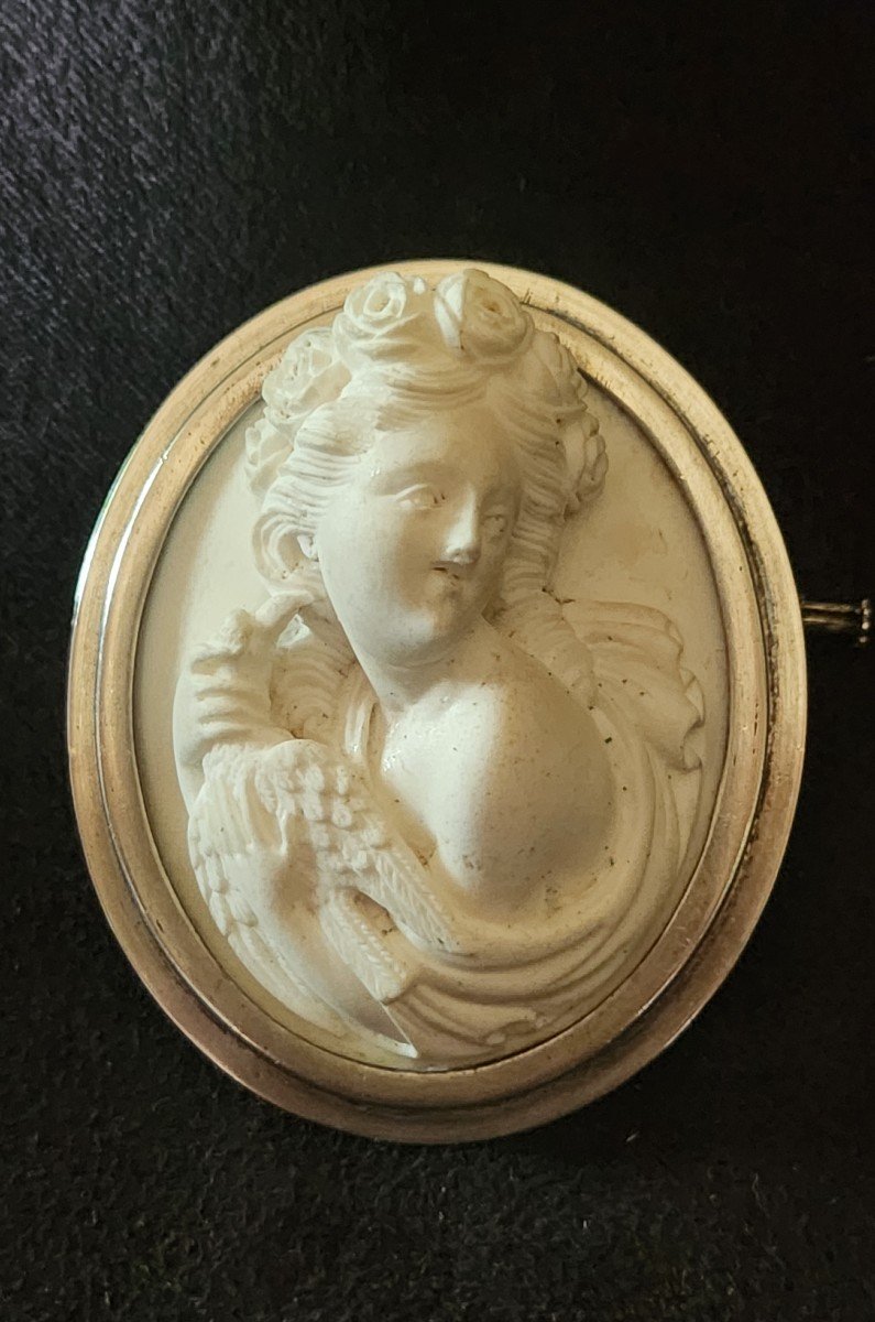 19th Century Silver And Lava Stone Cameo Brooch 