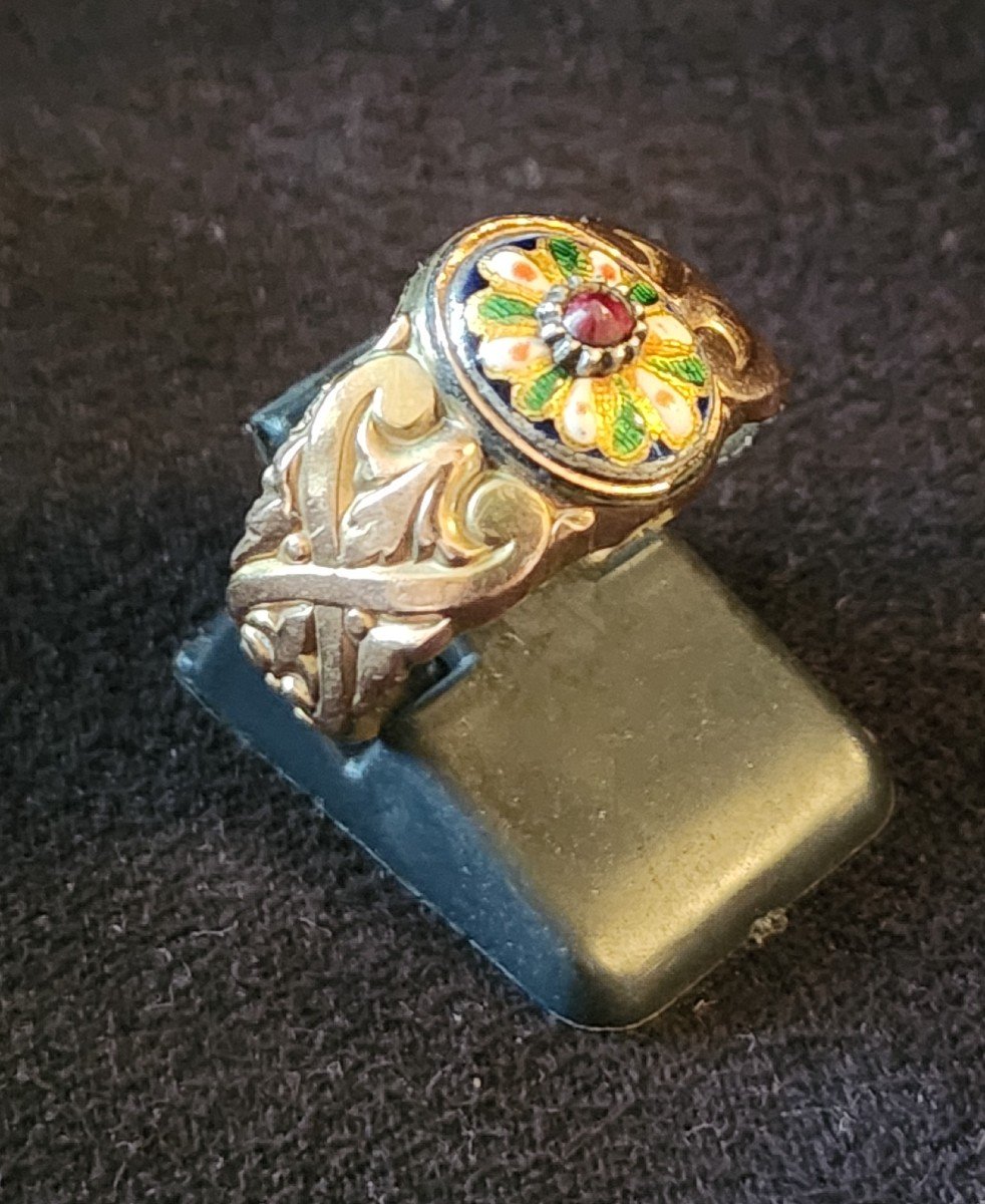 19th Century Gold Plate And Enamel Ring 