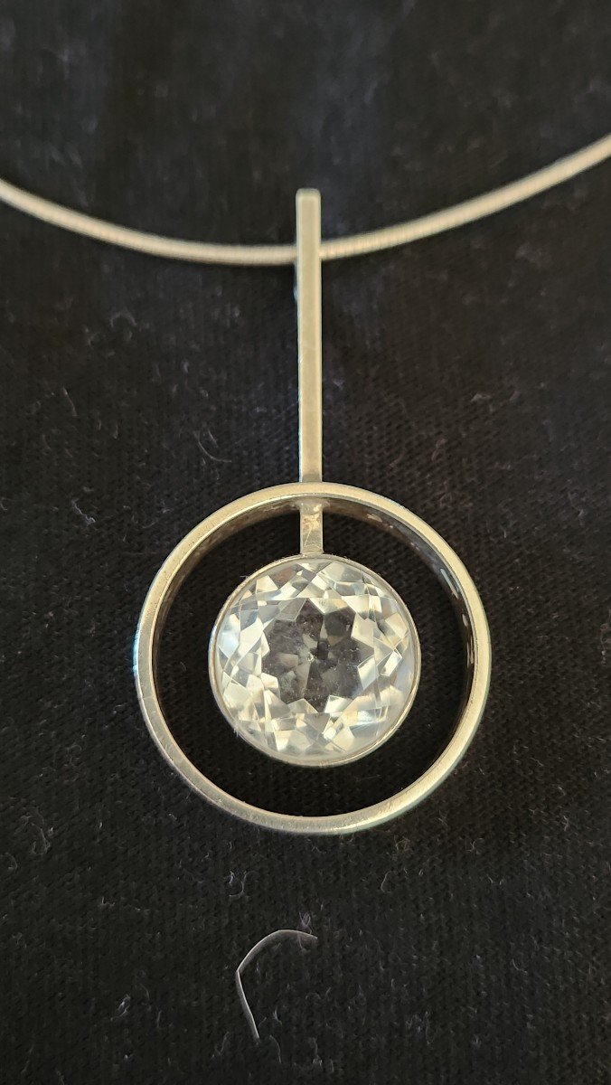 Collier En Argent Et Cristal De Roche Niels Erik 1970-photo-2