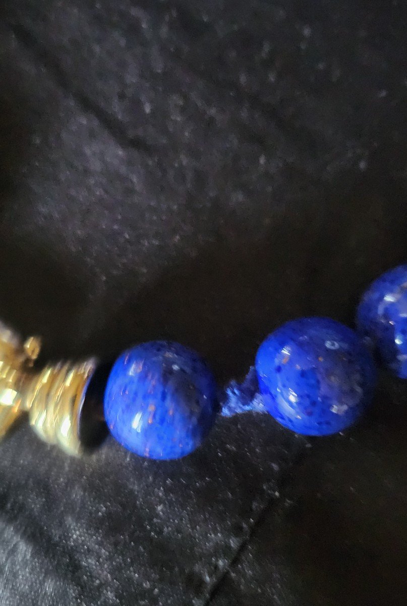 Collier Choker En Lapis Lazuli  Et Vermeil -photo-3