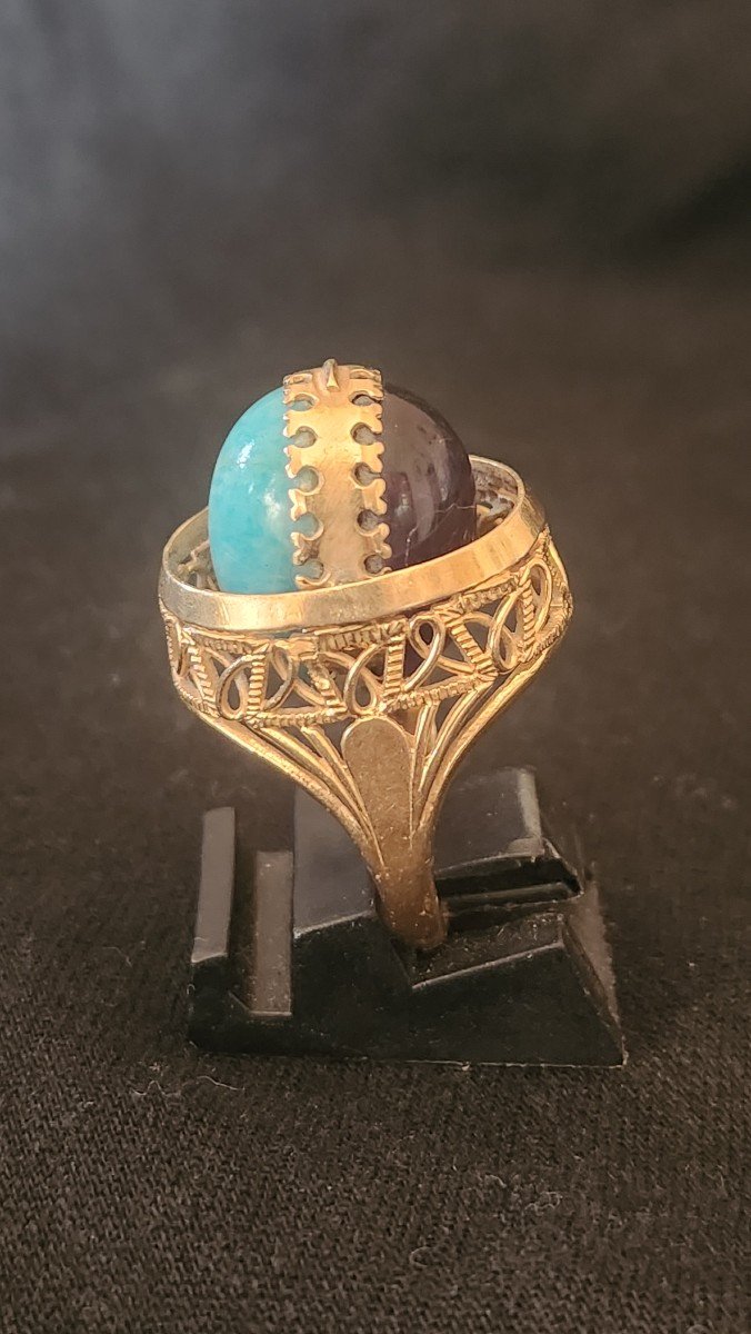 Gold And Stone Swivel Ring Circa 1930