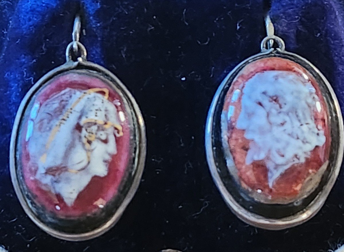 Pair Of Silver And Enamel Miniature Earrings -photo-1