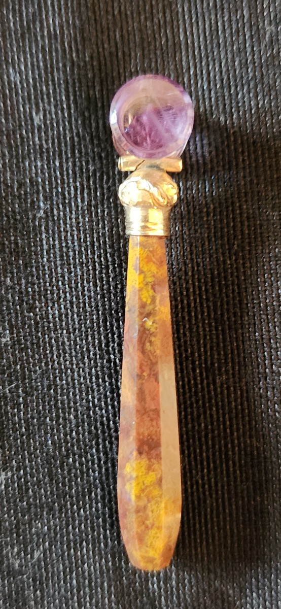 Cachet  Jaspe  Et Intaille Amethyste 19  Eme  Siecle-photo-3