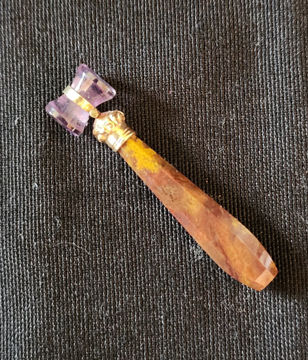 Cachet  Jaspe  Et Intaille Amethyste 19  Eme  Siecle