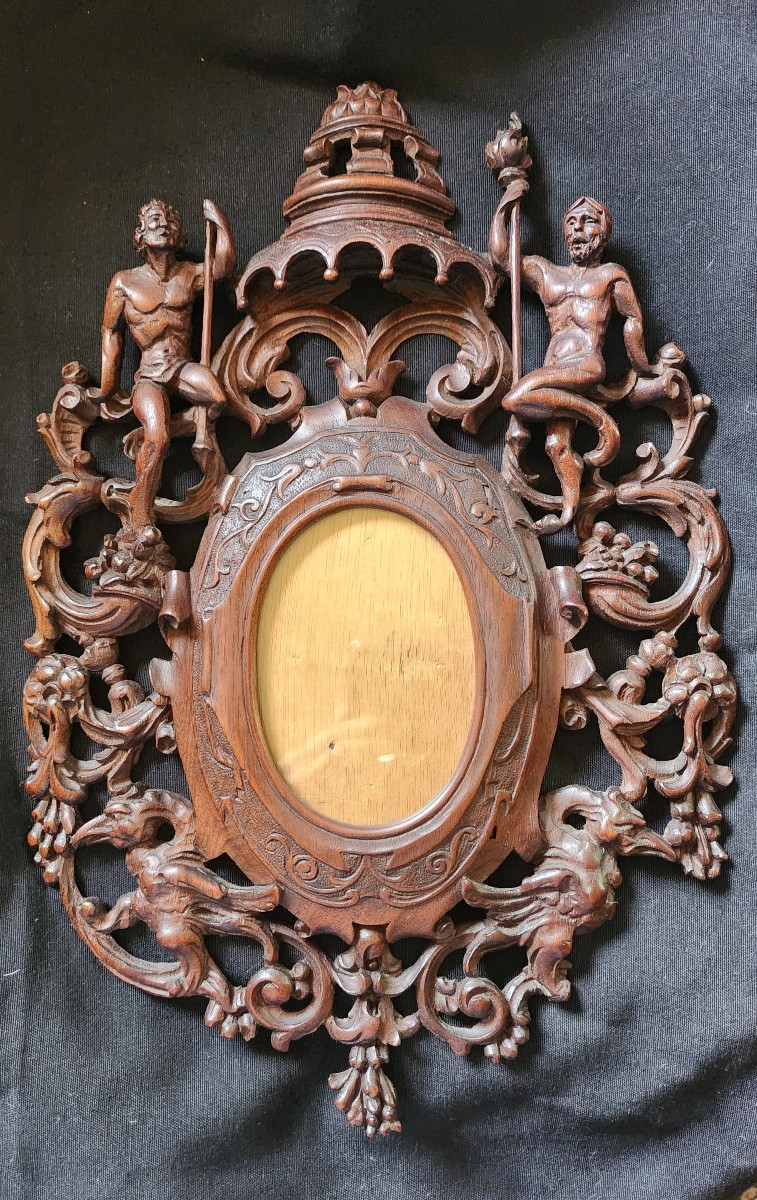 19th Century Carved Wooden Miniature Frame-photo-4