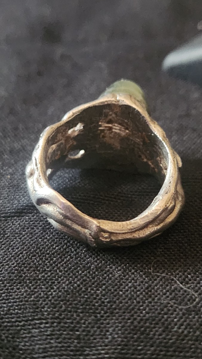 Silver And Cat's Eye Sculpture Ring Circa 1900-photo-3
