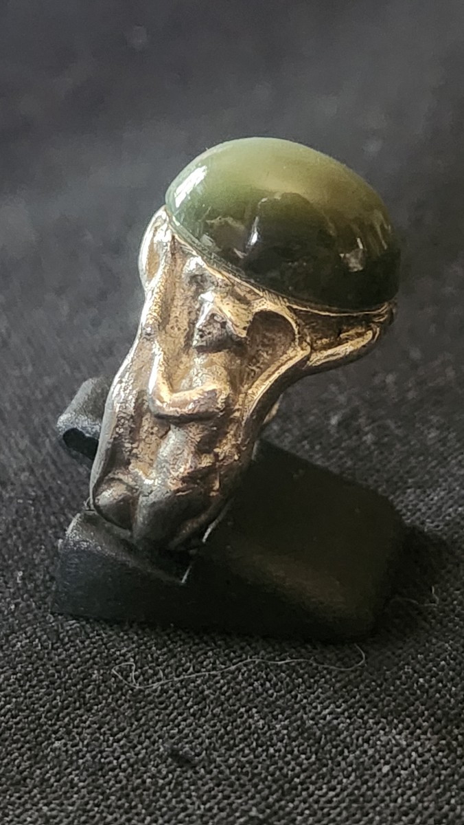 Silver And Cat's Eye Sculpture Ring Circa 1900-photo-8