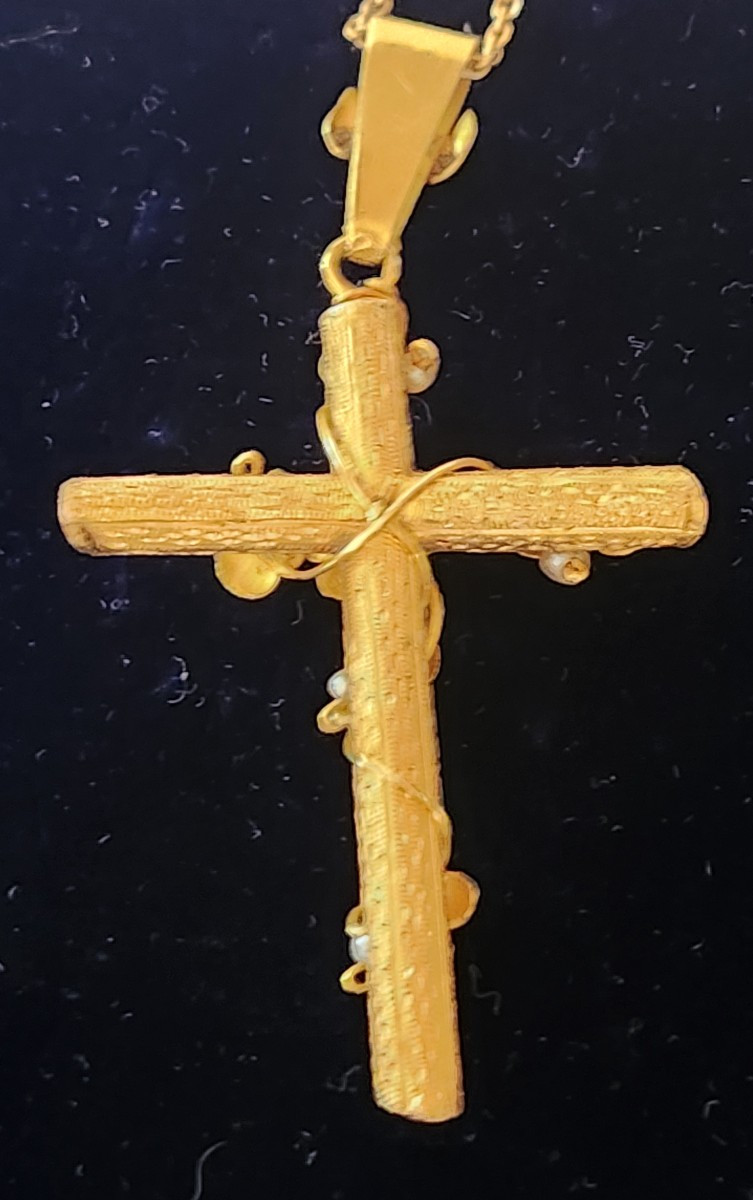 Croix en or et perles 19 ème siècle -photo-2