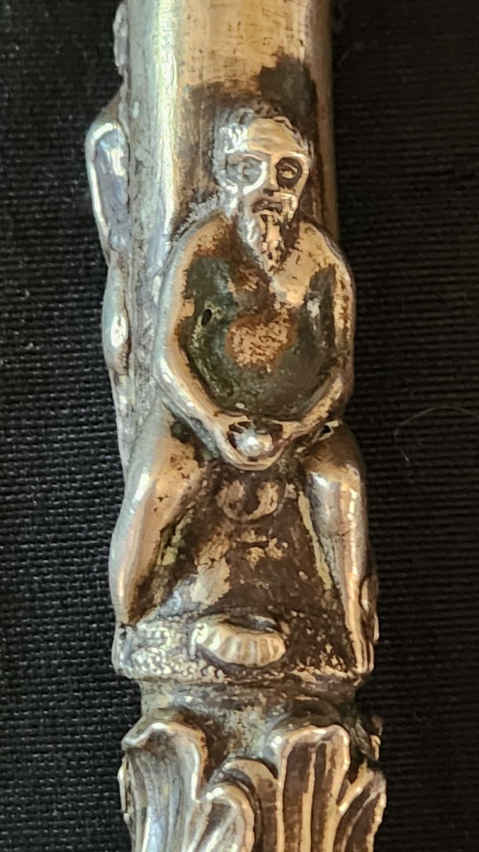 Pommeau Erotique Maison Close en bronze argenté 19 ème siècle -photo-4