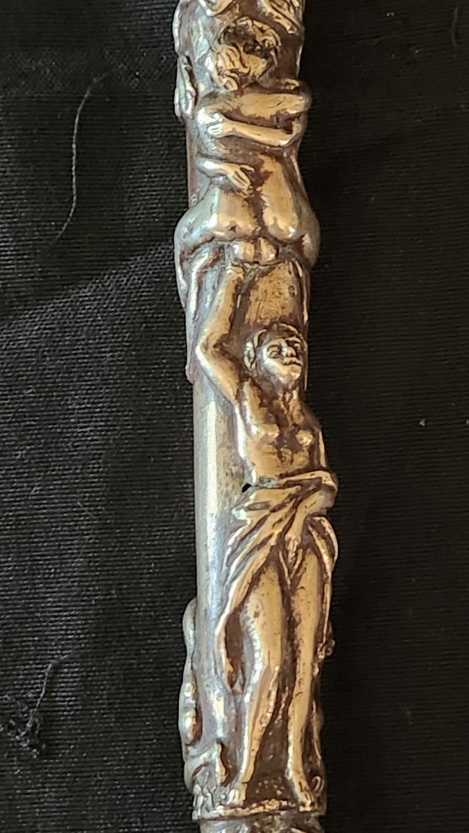 Pommeau Erotique Maison Close en bronze argenté 19 ème siècle -photo-5