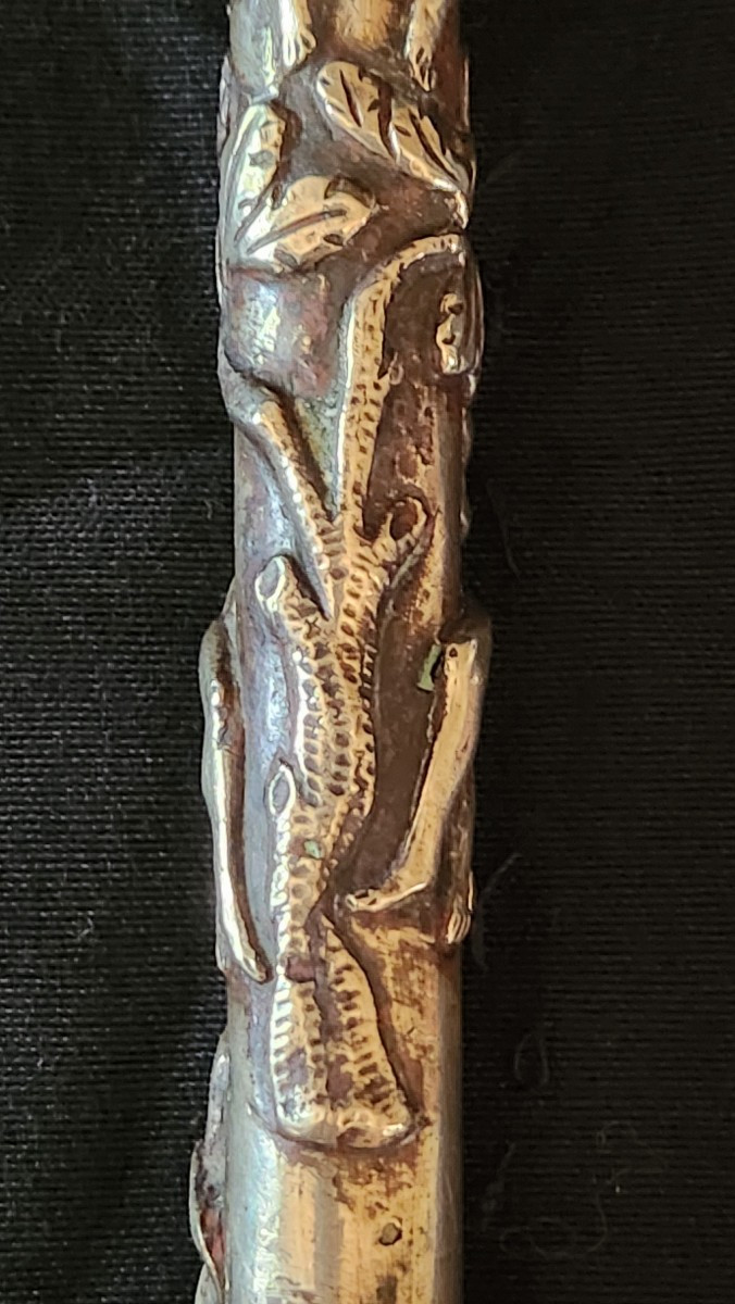 Pommeau Erotique Maison Close en bronze argenté 19 ème siècle -photo-6