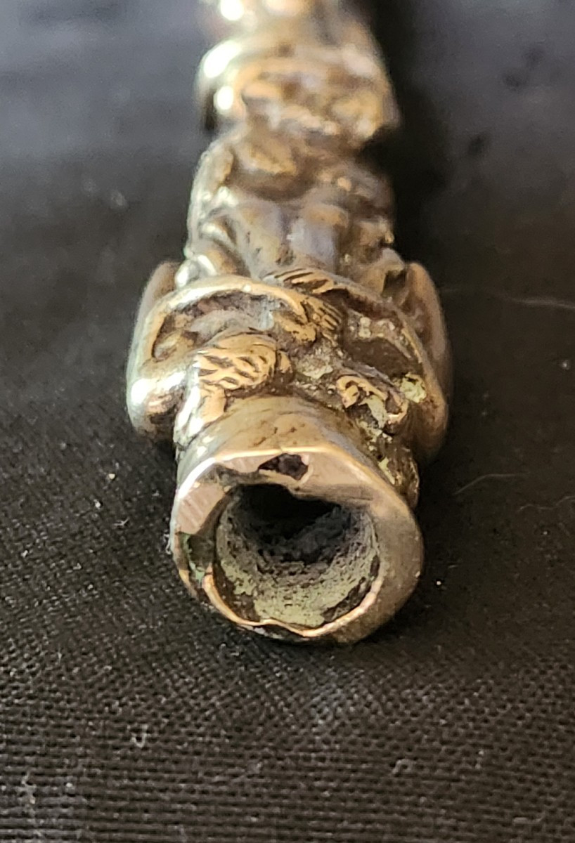 Pommeau Erotique Maison Close en bronze argenté 19 ème siècle -photo-8