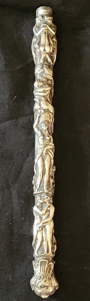 Pommeau Erotique Maison Close en bronze argenté 19 ème siècle 