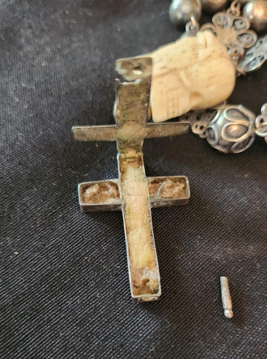 19th Century Silver Memento Mori Necklace -photo-3