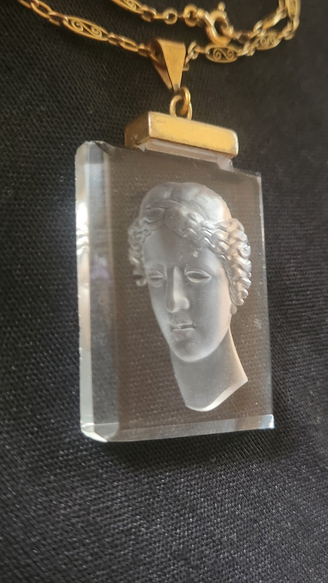 Crystal Intaglio Necklace Circa 1900-photo-3