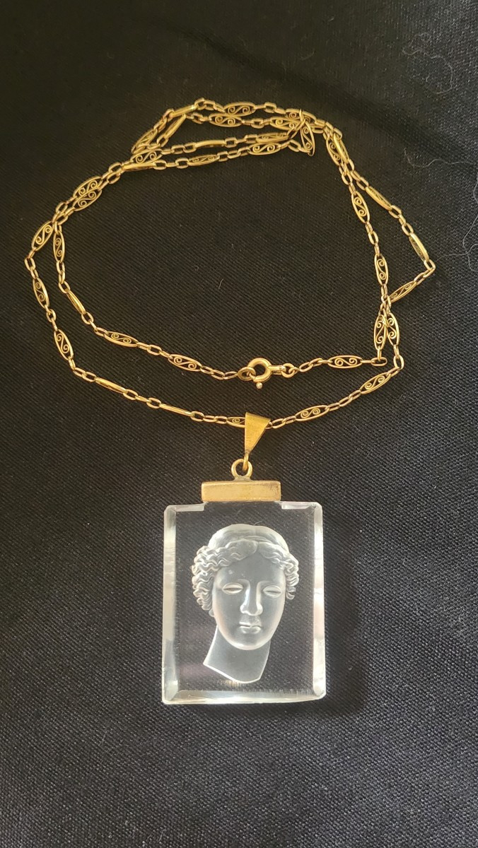 Crystal Intaglio Necklace Circa 1900