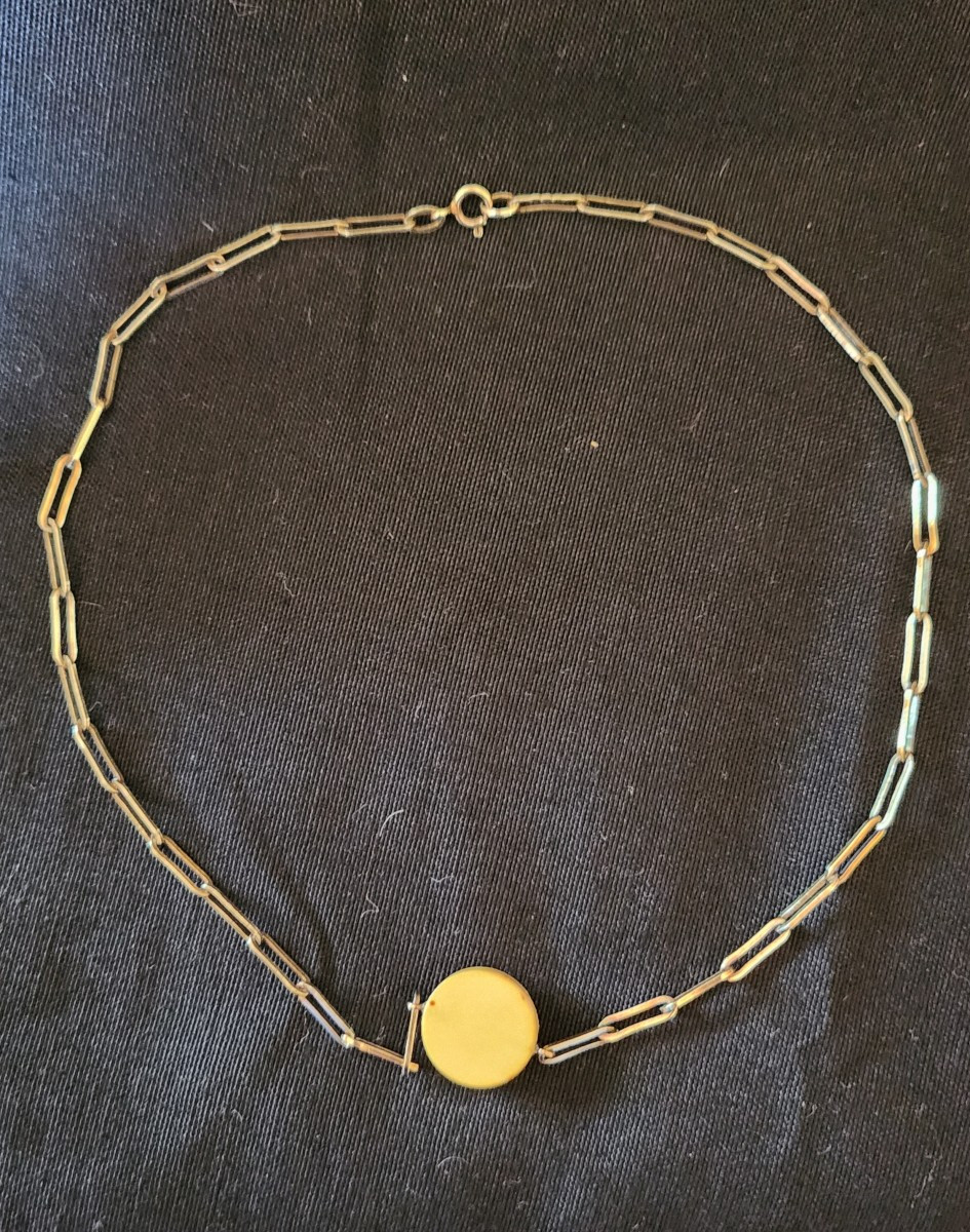 Art Deco Silver Vermeil And Bakelite Necklace-photo-3