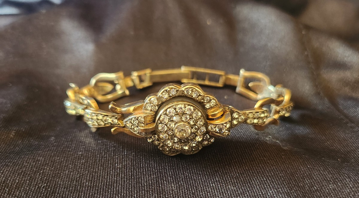 Vermeil And White Stone Bracelet, Circa 1930