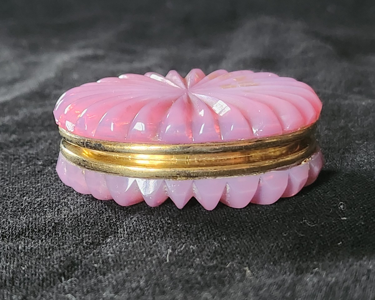 Vinaigrette en opaline rouge gorge et vermeil charles X-photo-4