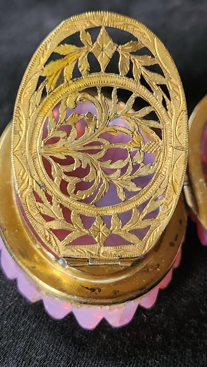 Vinaigrette en opaline rouge gorge et vermeil charles X-photo-1