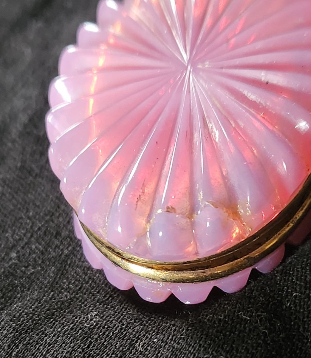 Vinaigrette en opaline rouge gorge et vermeil charles X-photo-5