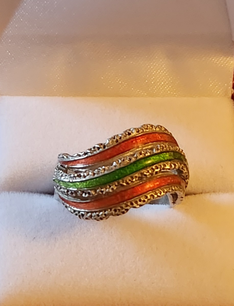 Bague en argent et email vers 1920-photo-2