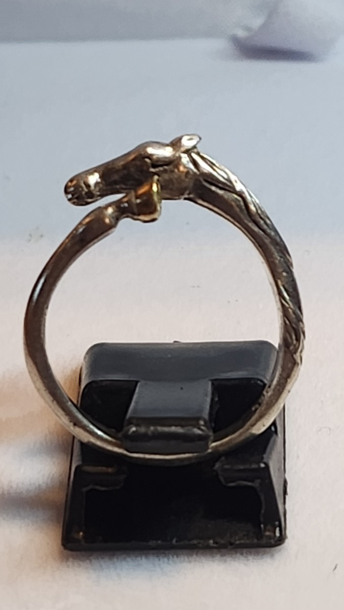 Bague cheval en argent et or 