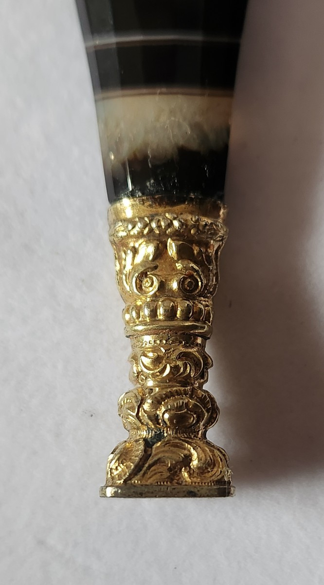 Cachet en agate et vermeil 19 ème siecle-photo-3