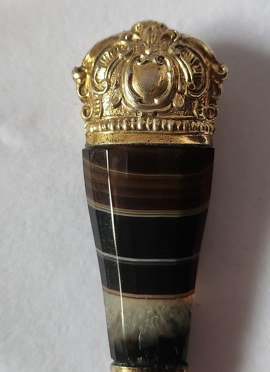 Cachet en agate et vermeil 19 ème siecle-photo-4