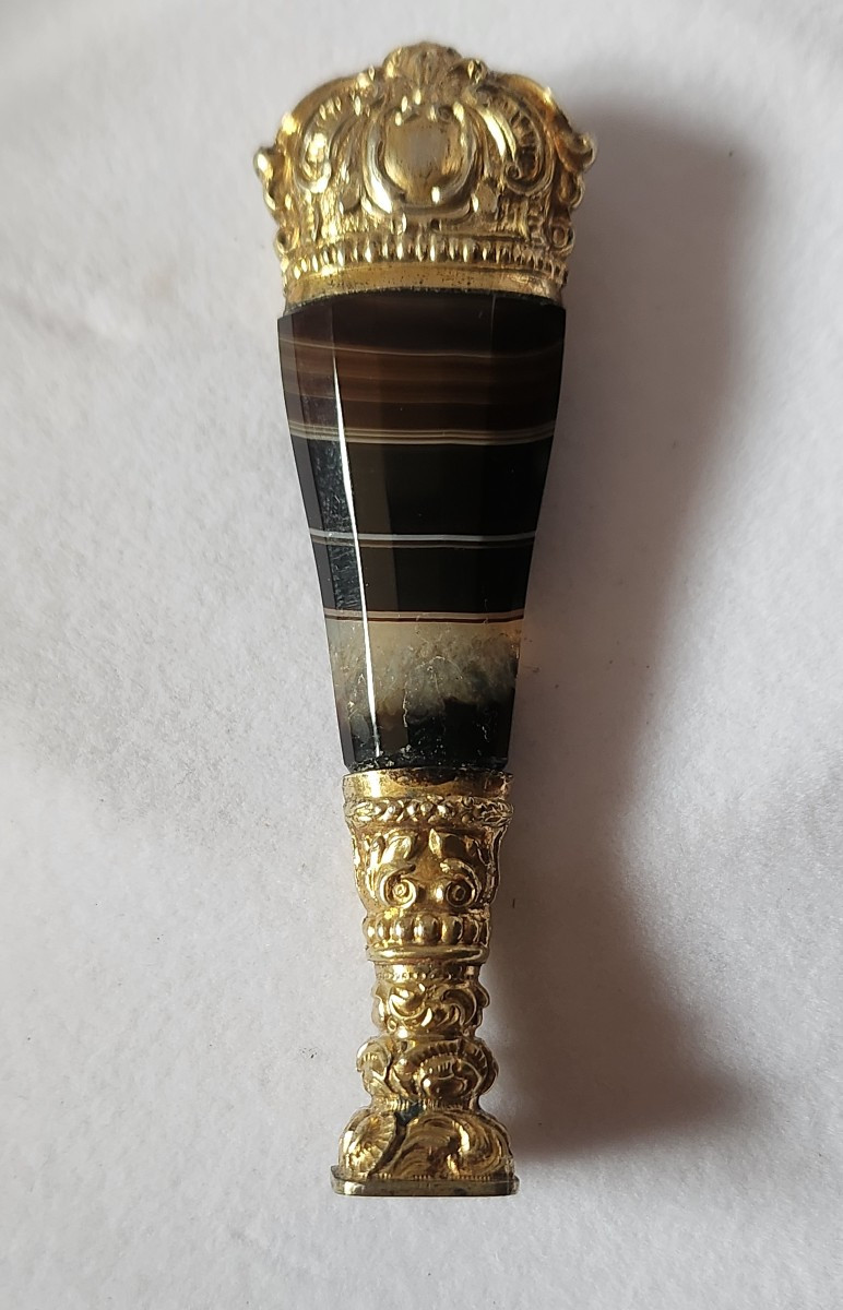 Cachet en agate et vermeil 19 ème siecle